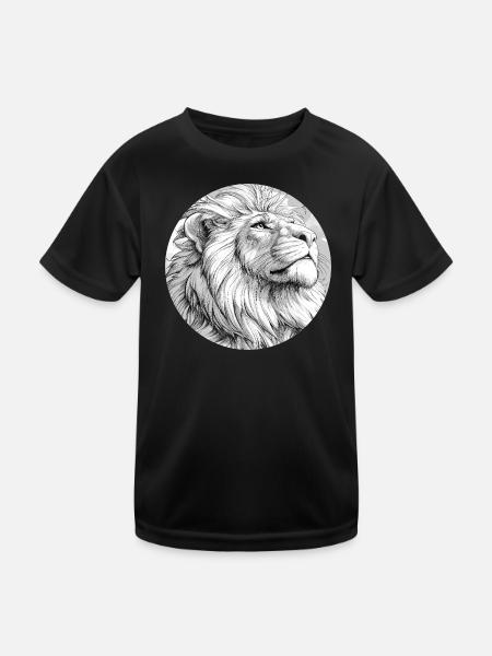 Lion Drawing - Kids Functional T-Shirt - black