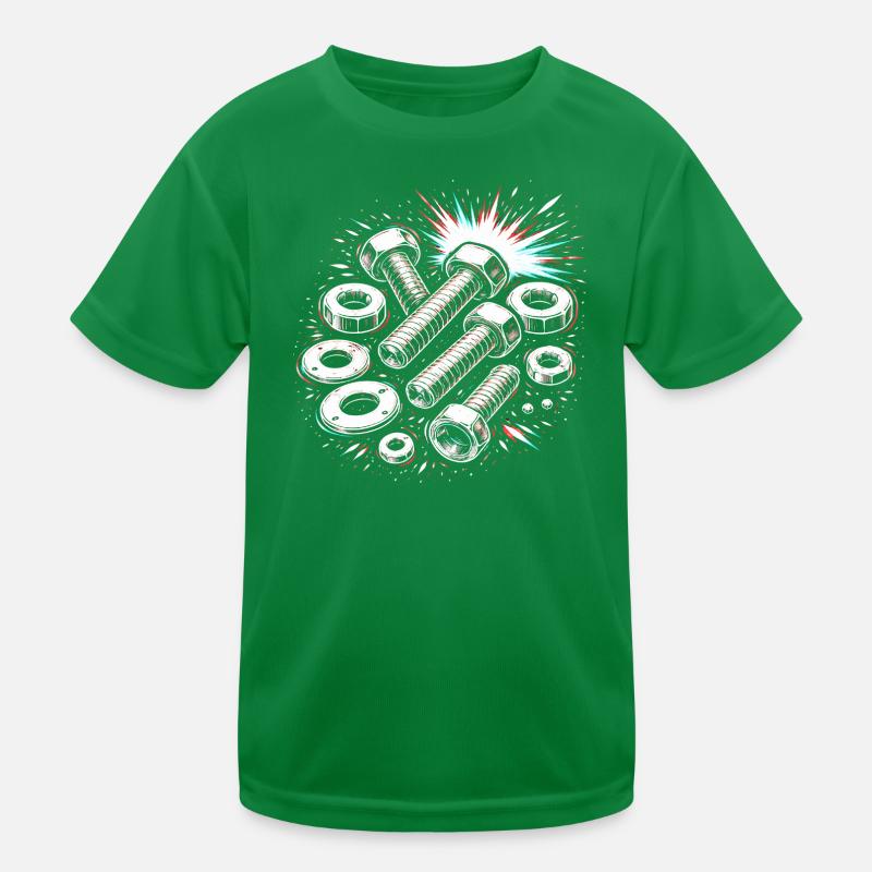 Bolts Nuts Mechanic Tool Design Kids Functional T-Shirt
