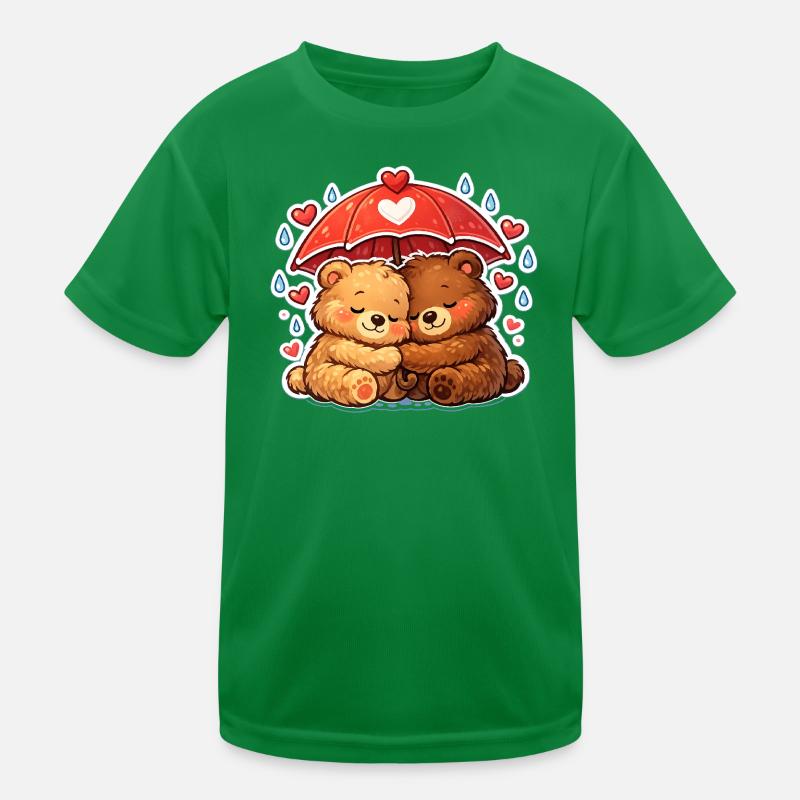 Kuschelbären unter rotem Regenschirm Kinder Funktions-T-Shirt
