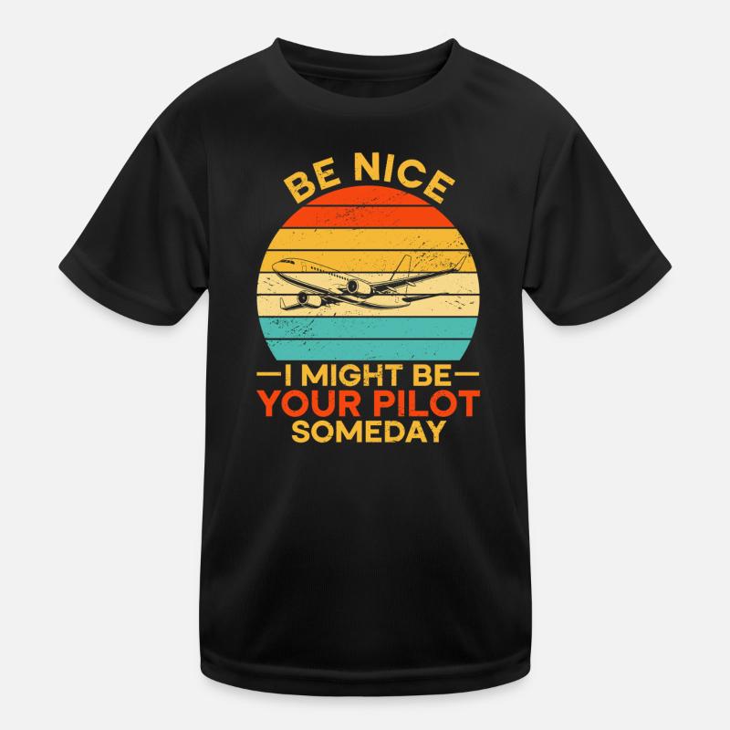 Flugzeug Flug Pilot Flugzeug Fluggesellschaft Kinder Funktions-T-Shirt