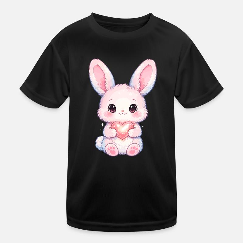 Delicate Rabbit with Heart Light Kids Functional T-Shirt