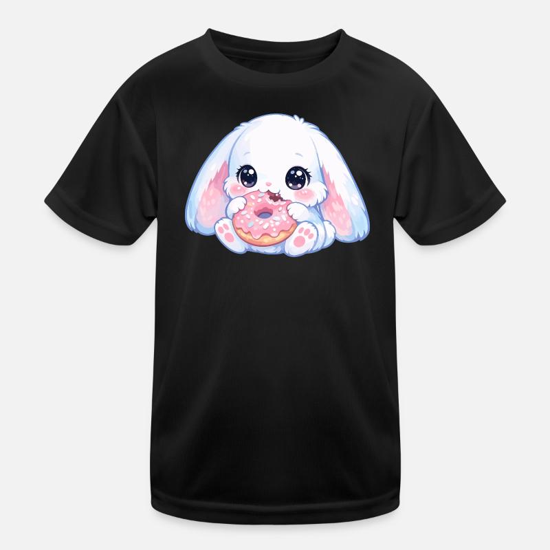 Kawaii Hase mit Donut Kinder Funktions-T-Shirt