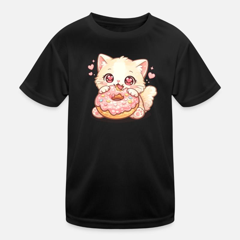 Kätzchen mit Donut Kinder Funktions-T-Shirt