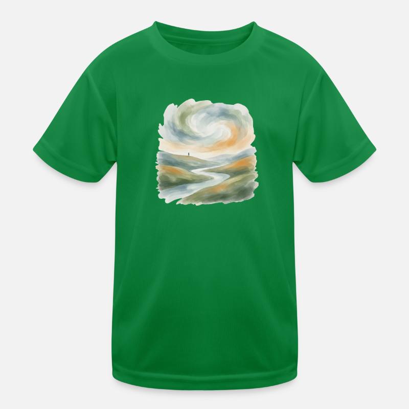 Wasserfarbene Abendlandschaft Kinder Funktions-T-Shirt