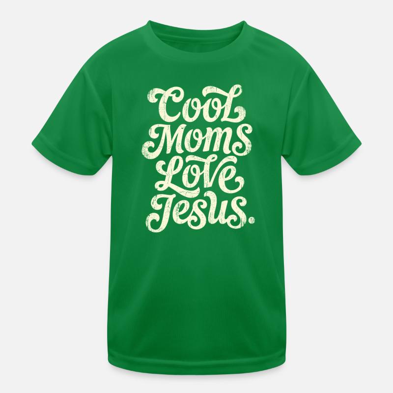 Vintage Script: Cool Moms Love Jesus Kids Functional T-Shirt