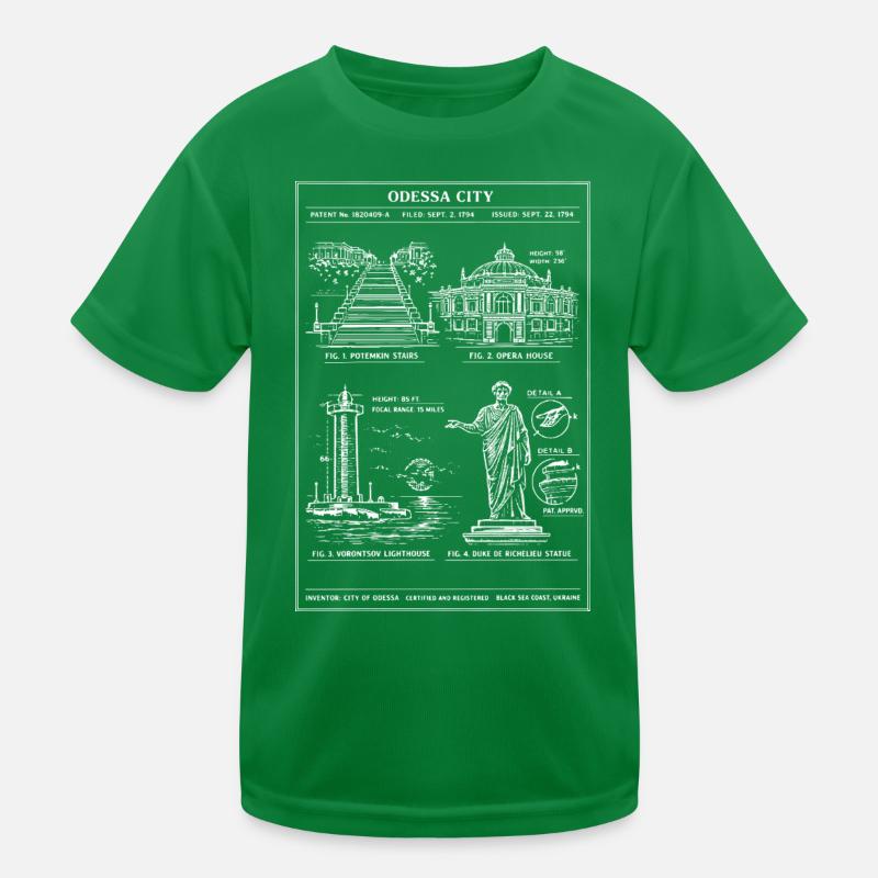 Odessa City Landmarks Line Art Kids Functional T-Shirt