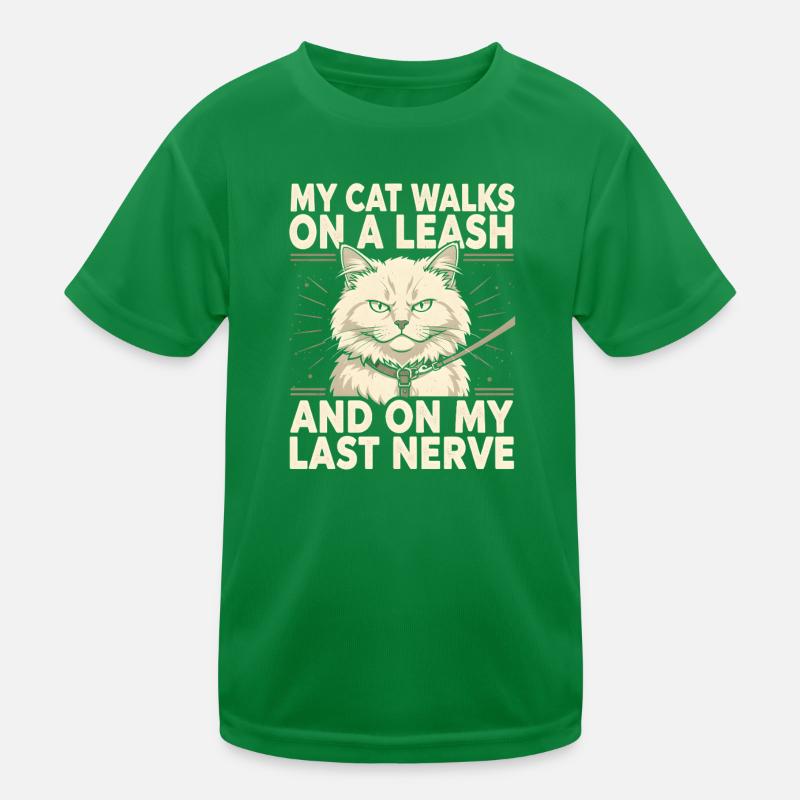 Cat on a leash is annoying | Cat humor Kids Functional T-Shirt