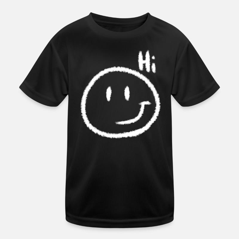 Hi Smile & Text | Chalk look - Kids Functional T-Shirt - black
