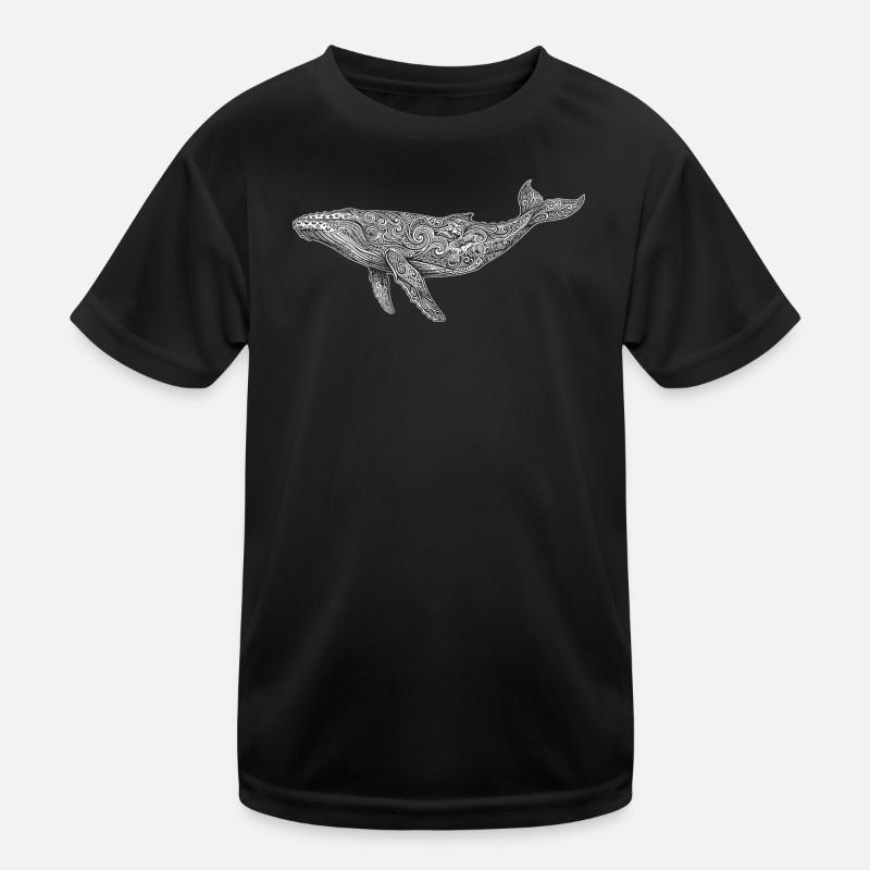 Buckelwal - Kinder Funktions-T-Shirt - Schwarz