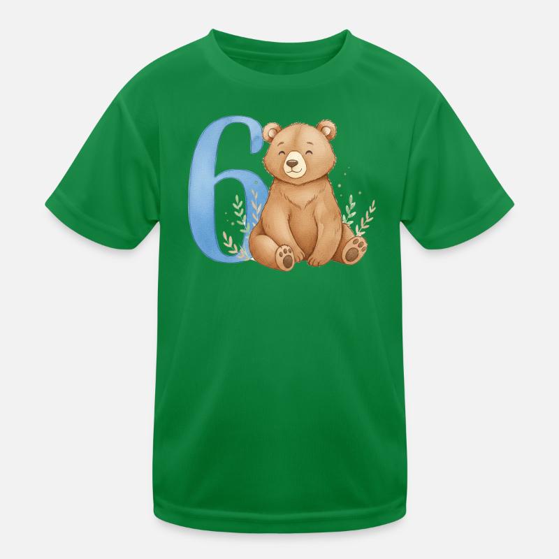 Ours aquarelle avec le numéro 6 T-shirt sport Enfant