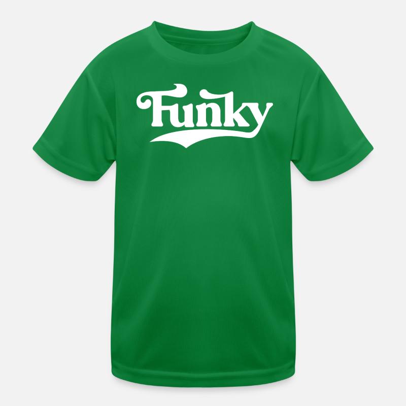 Funky Retro Script Logo Kinder Funktions-T-Shirt