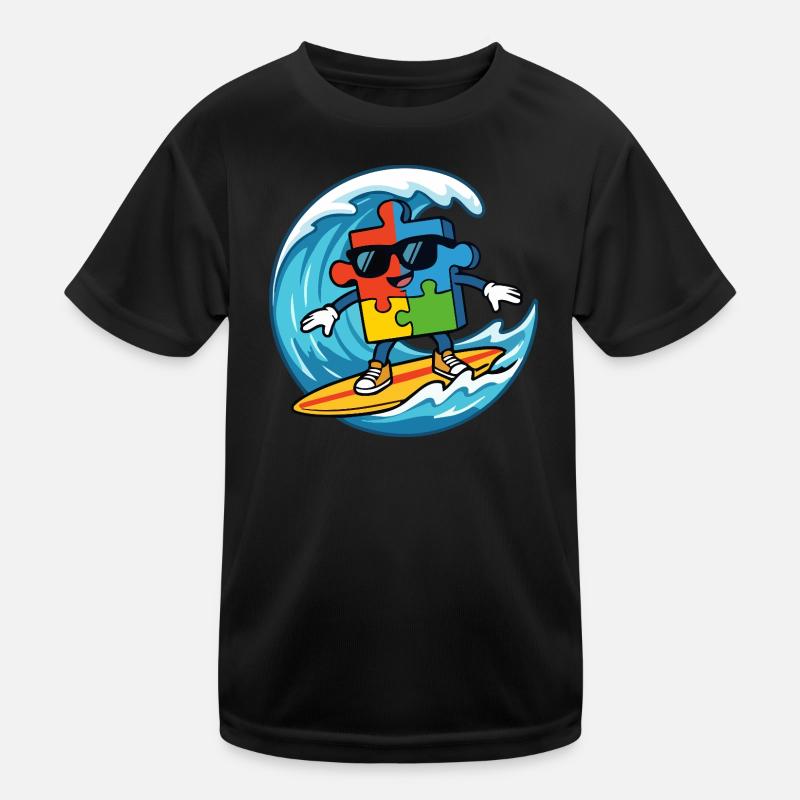 Cooles Surf-Puzzle-Maskottchen Sommerstrandkunst Kinder Funktions-T-Shirt