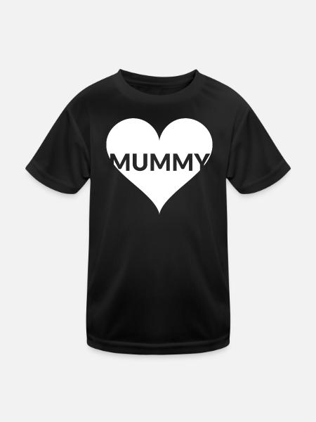 Herz MUMMY Mutti Shirt - Kinder Funktions-T-Shirt - Schwarz - Vorne