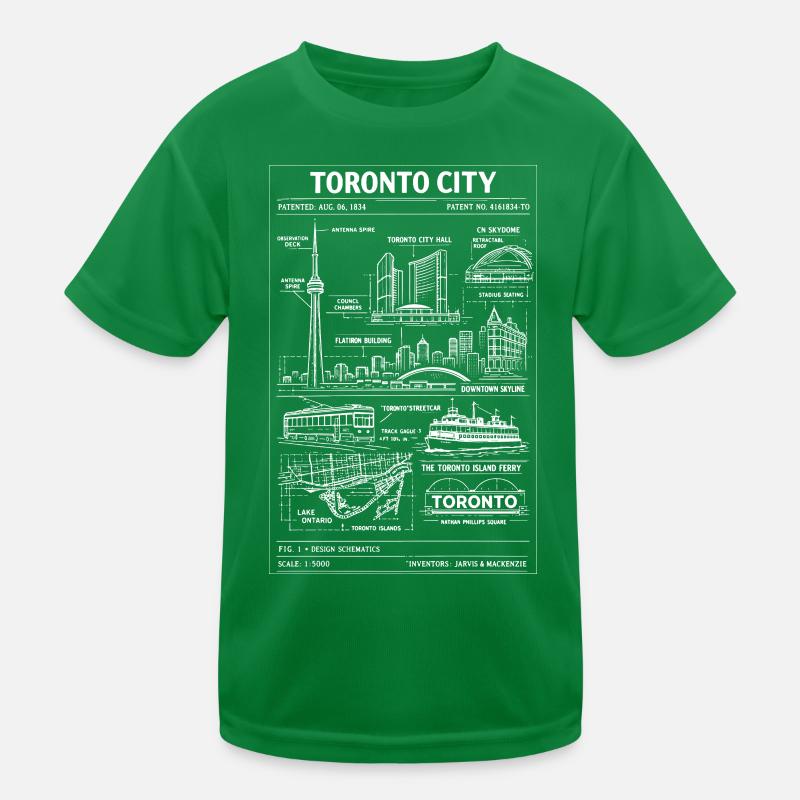 Toronto Skyline Blueprint Illustration Kinder Funktions-T-Shirt
