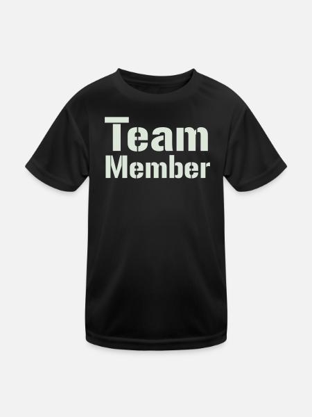 Teammitglied Typo Kollektion - Kinder Funktions-T-Shirt - Schwarz - Vorne