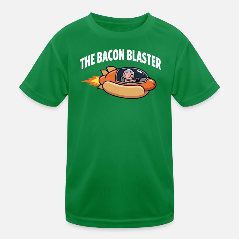 Bacon Blaster Funny Space Pig Rocket Design Kids Functional T-Shirt
