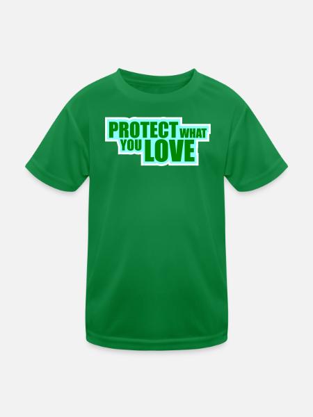 Protect What You Love Nature Protection Statement Logo - Kids Functional T-Shirt - kelly green - Front