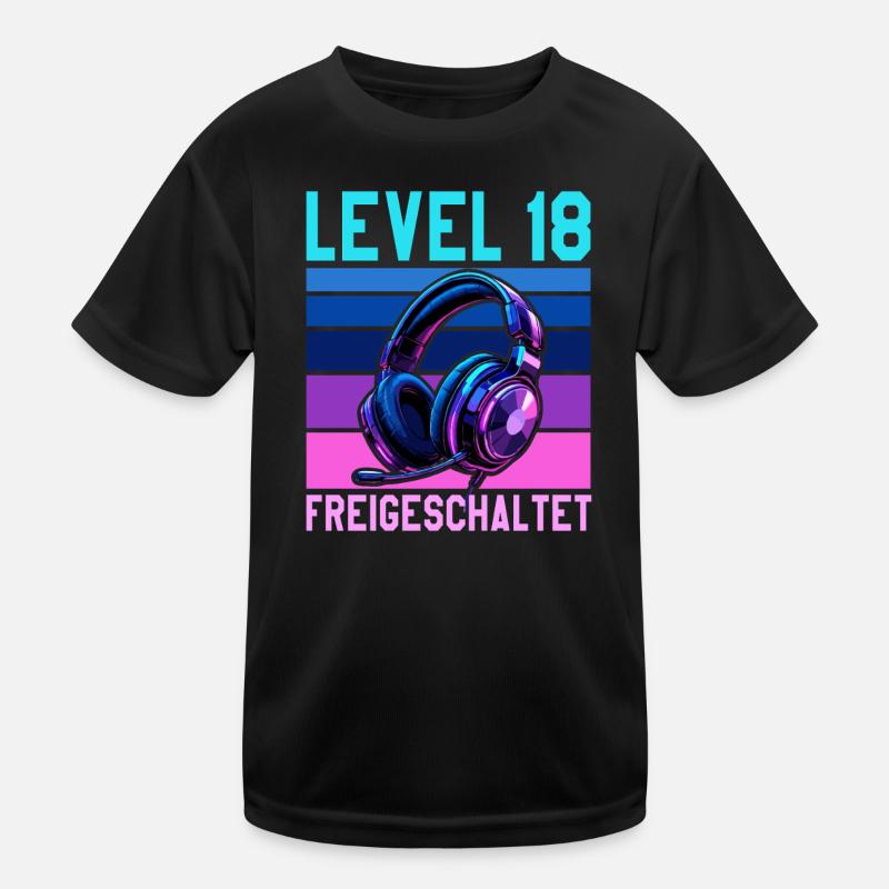 18. Geburtstag Junge Mädchen Gamer Level 18 Kinder Funktions-T-Shirt