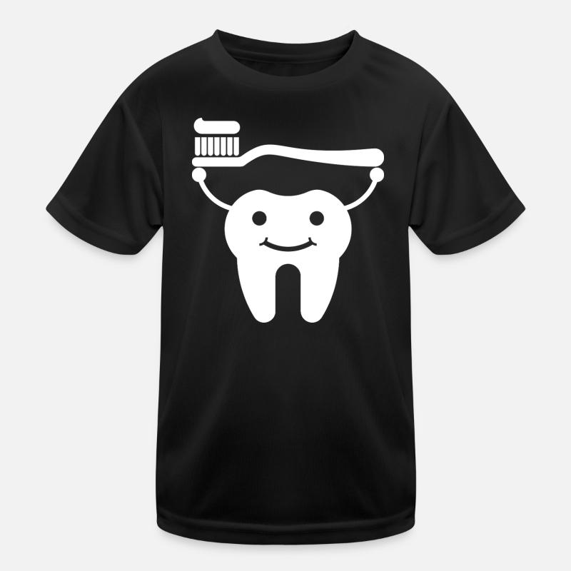 Tooth with toothbrush and toothpaste Kids Functional T-Shirt