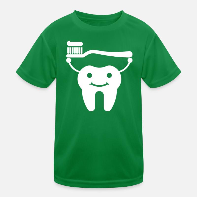 Tooth with toothbrush and toothpaste Kids Functional T-Shirt