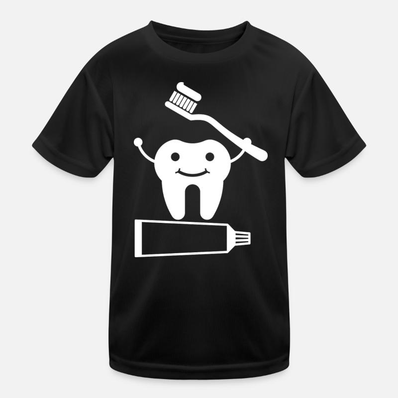 Tooth with toothbrush and toothpaste Kids Functional T-Shirt