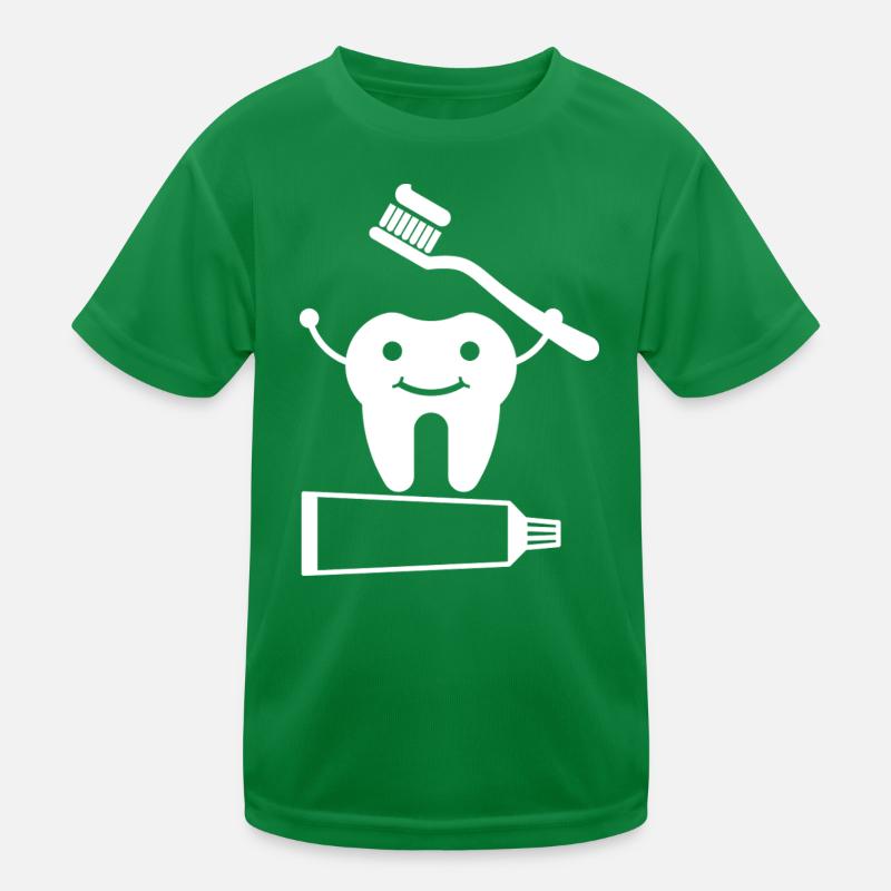 Tooth with toothbrush and toothpaste Kids Functional T-Shirt