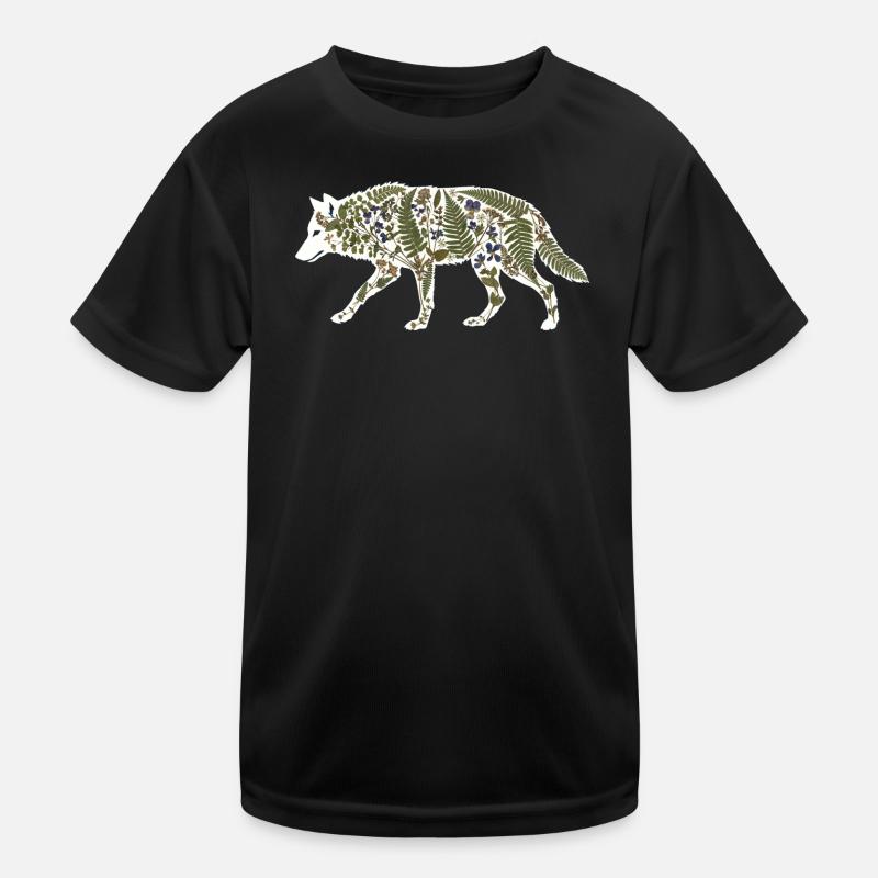 wolf-botanical - Kinder Funktions-T-Shirt - Schwarz