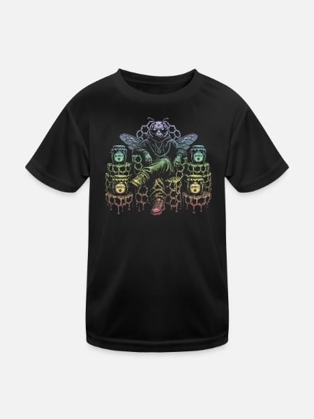 Honigbiene - Kinder Funktions-T-Shirt - Schwarz - Vorne