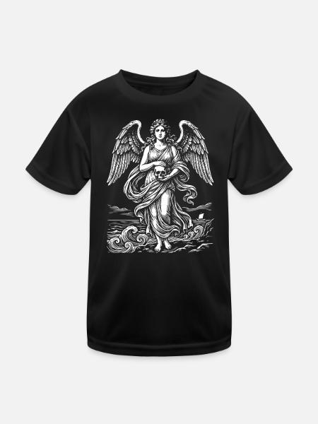 Seegestützte Venus mit Schädel - Kinder Funktions-T-Shirt - Schwarz - Vorne