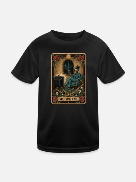 True-Crime-Junkie Tarotkarten-Rätsel - Kinder Funktions-T-Shirt - Schwarz - Vorne