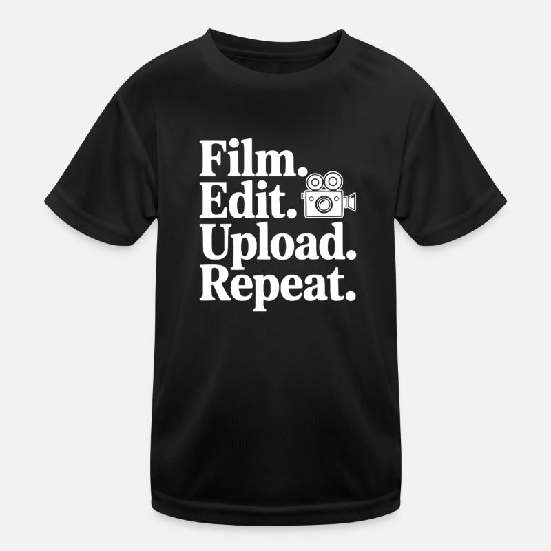 Film. Edit. Upload. Repeat. Kids Functional T-Shirt