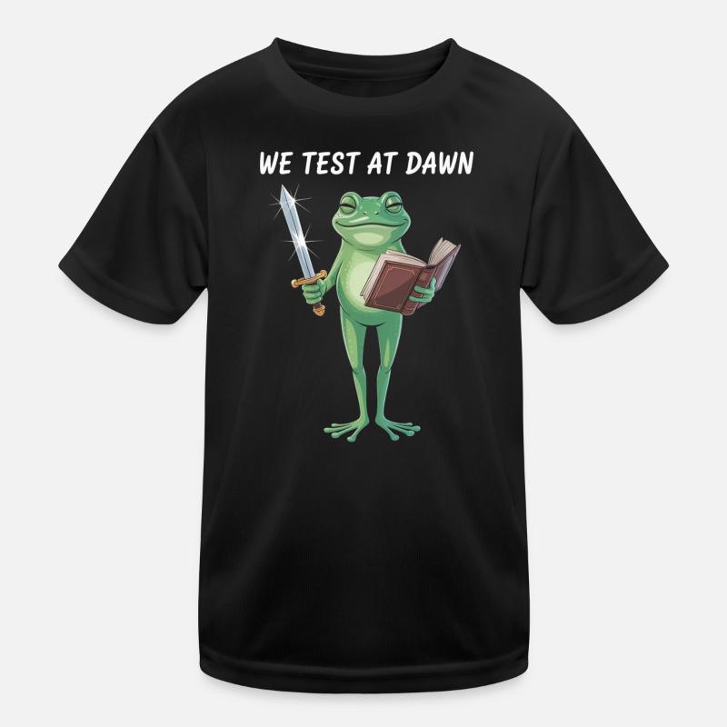 Dawn Quest Frog Sword and Scroll Kids Functional T-Shirt