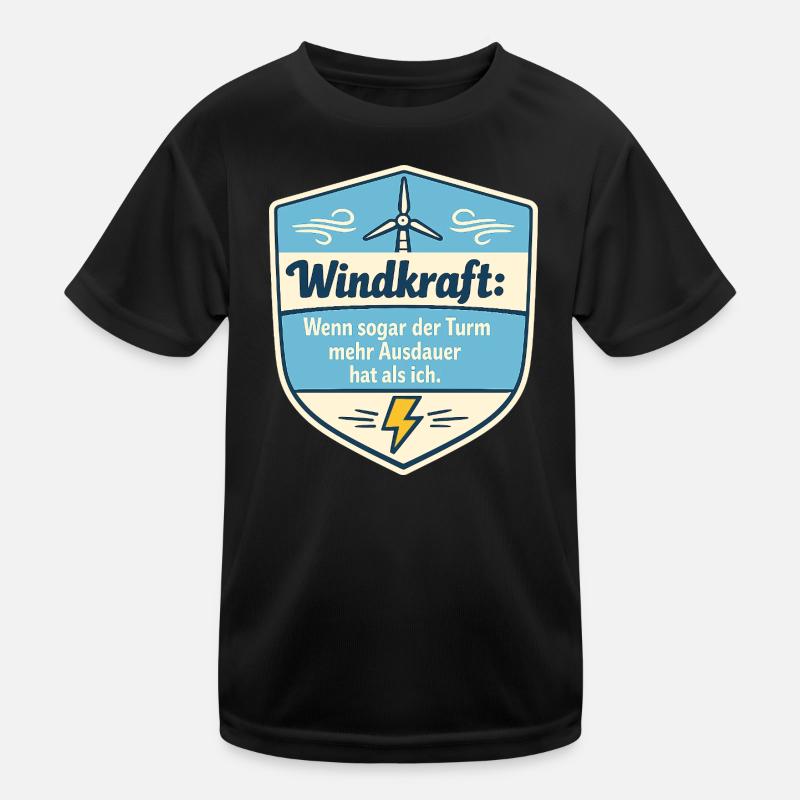 Windkraft Spruchschild Humor Kinder Funktions-T-Shirt