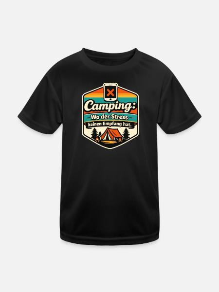 Camper - Kinder Funktions-T-Shirt - Schwarz - Vorne