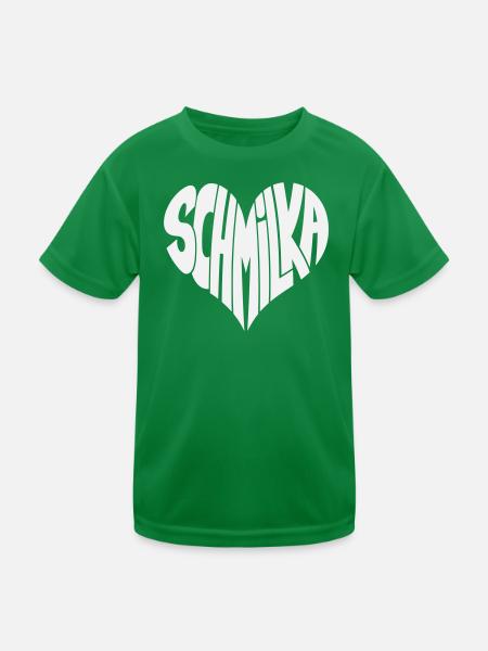 Schmilka, Ba Schandau Herz Schriftzug - Kinder Funktions-T-Shirt - Kelly Green - Vorne