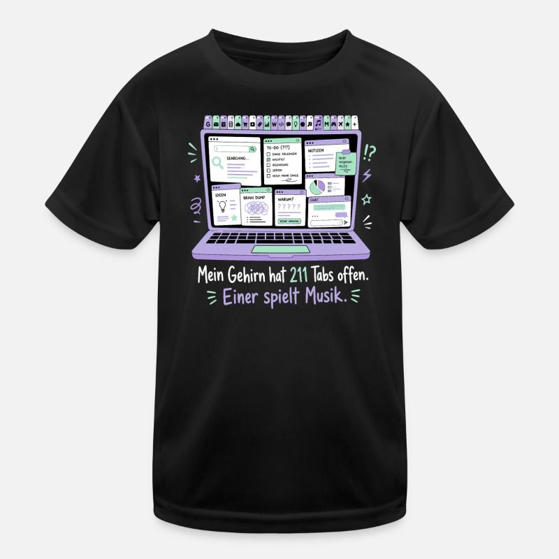 211 Tabs offen — einer spielt Musik Kinder Funktions-T-Shirt