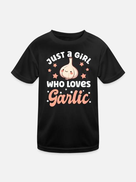 Knoblauch - Kinder Funktions-T-Shirt - Schwarz - Vorne