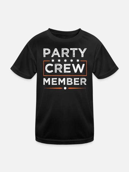 Party Crew - Kinder Funktions-T-Shirt - Schwarz - Vorne