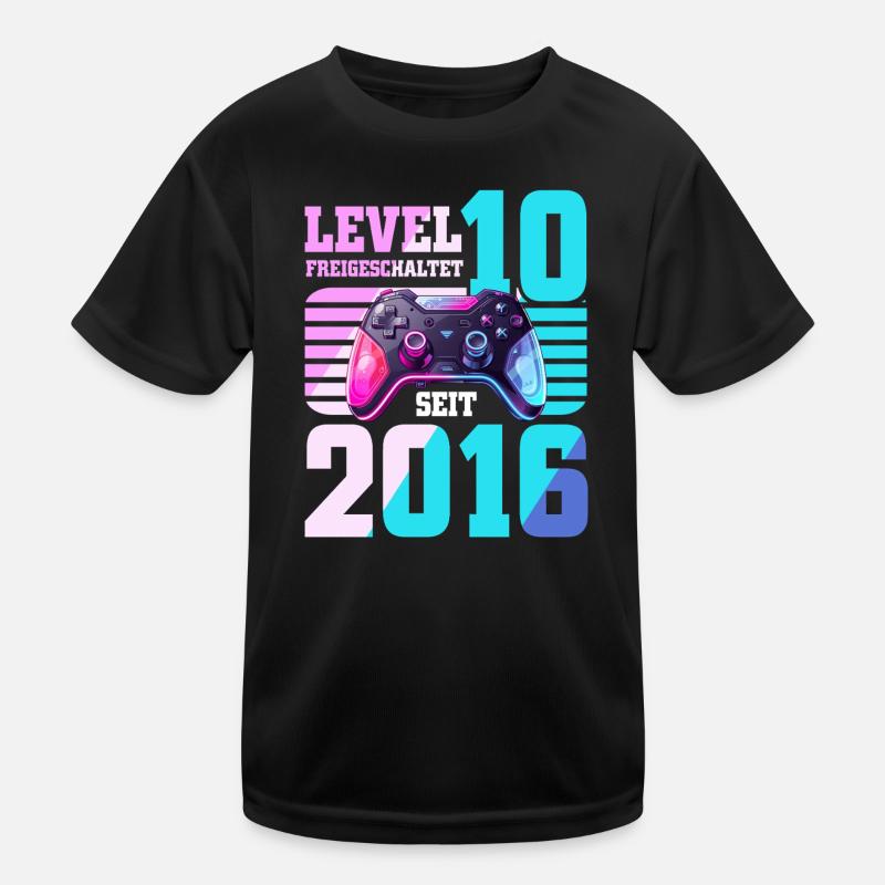 10. Geburtstag Junge Mädchen 2016 Gaming Level 10 Kinder Funktions-T-Shirt