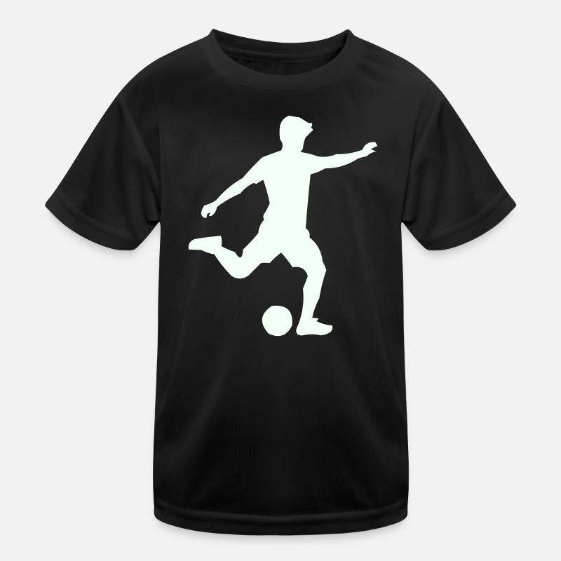 Kicker-Silhouette im Sprung Kinder Funktions-T-Shirt