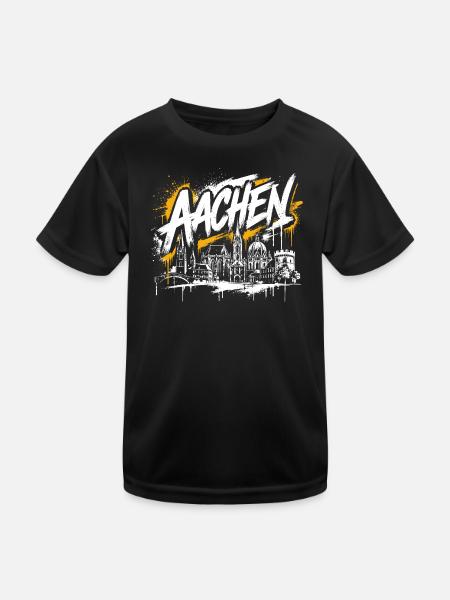 München Graffiti Skyline - Kinder Funktions-T-Shirt - Schwarz - Vorne