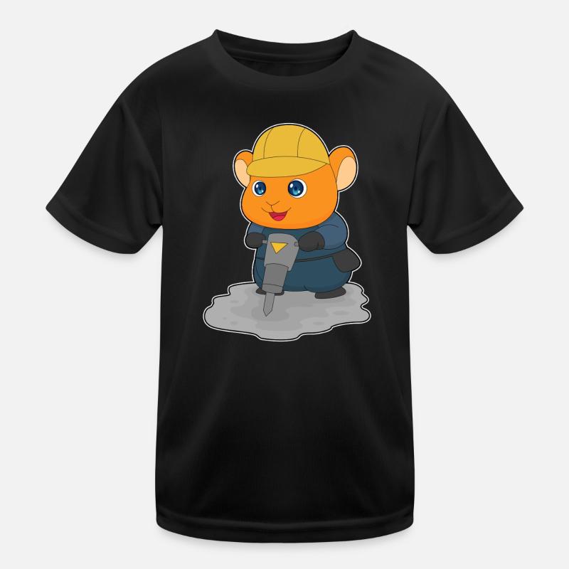 Hamster Bauarbeiter Presslufthammer Baustelle Kinder Funktions-T-Shirt