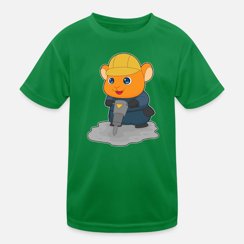 Hamster Construction Worker Jackhammer Construction Site Kids Functional T-Shirt