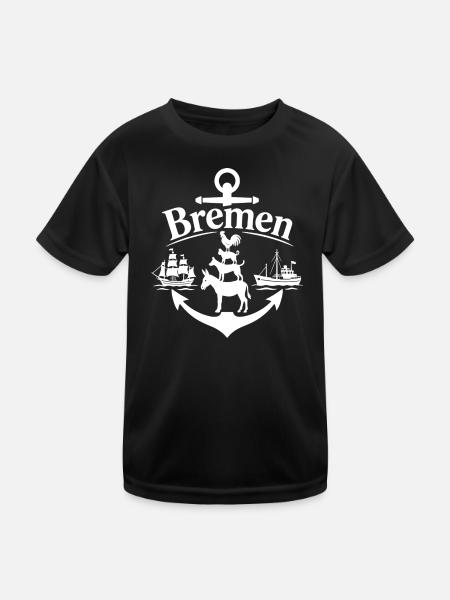 Bremen - Kinder Funktions-T-Shirt - Schwarz - Vorne
