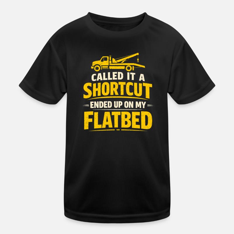 Abkürzung zur Pritsche | Abschleppwagen Kinder Funktions-T-Shirt