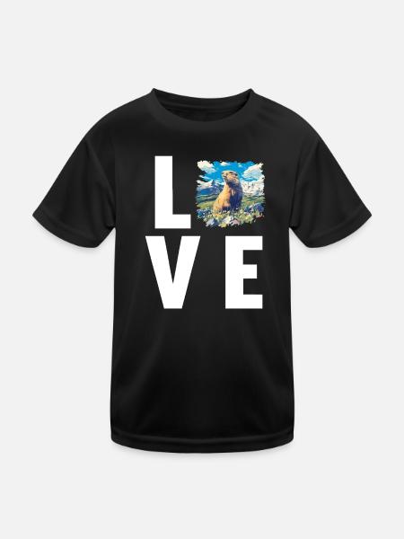 Murmeltiere Murmeltier - Kinder Funktions-T-Shirt - Schwarz - Vorne