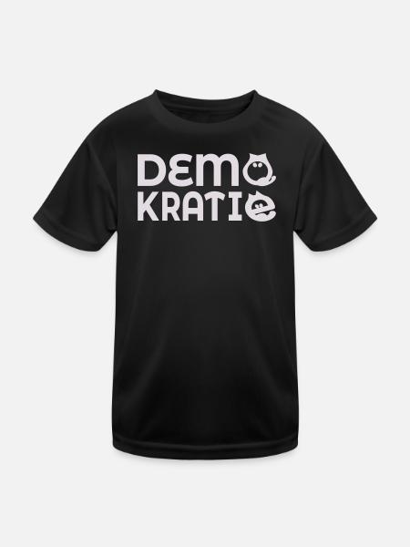 Cat Democracy - Kids Functional T-Shirt - black - Front