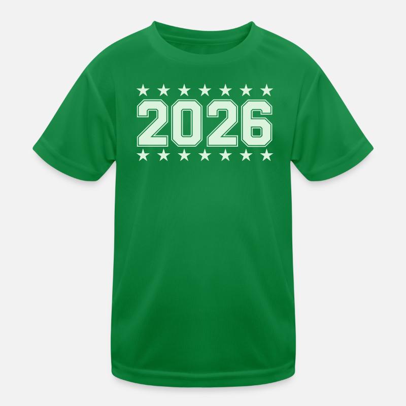 2026 Retro Blockschrift mit Sternen Kinder Funktions-T-Shirt