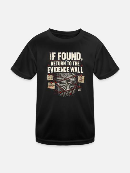 Back to the Wall of Evidence | True Crime - Kids Functional T-Shirt - black - Front