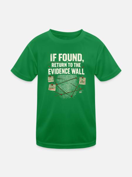 Back to the Wall of Evidence | True Crime - Kids Functional T-Shirt - kelly green - Front